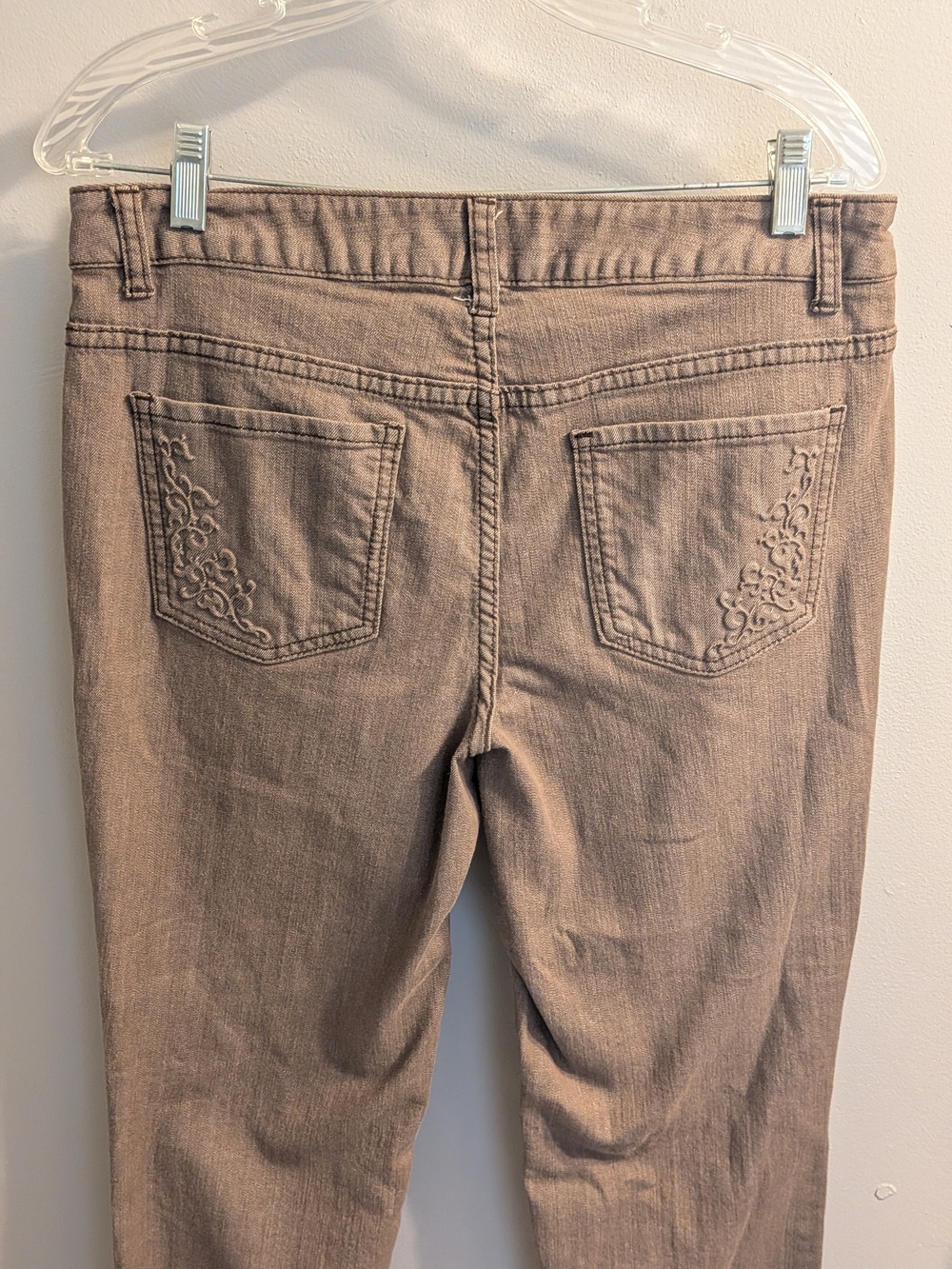Christopher & Banks Brown Puff Print Pocket Jeans (Size 10)